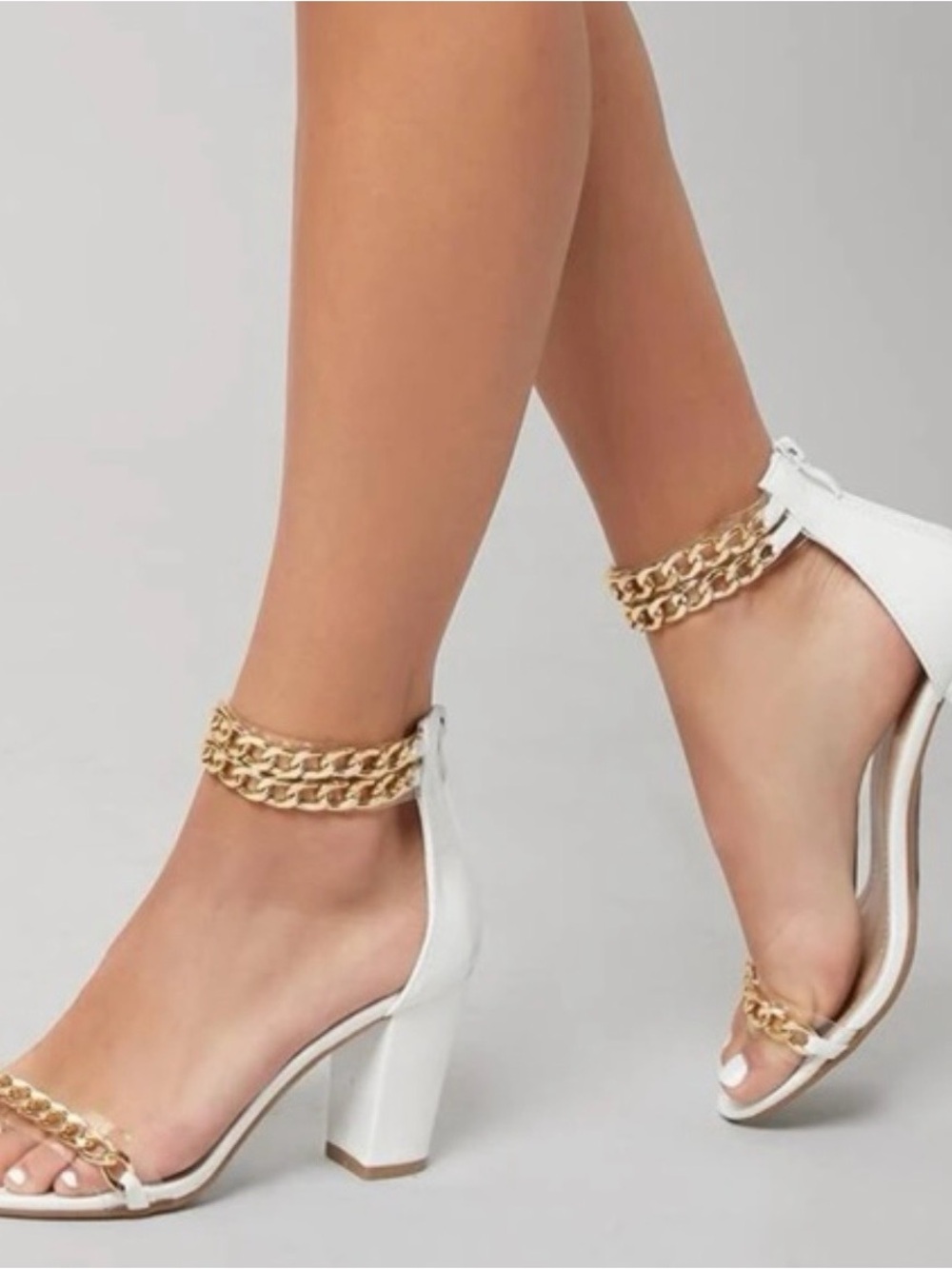 Nicole Miller New York “Gabriella” Chain Link Block Heel Sandals